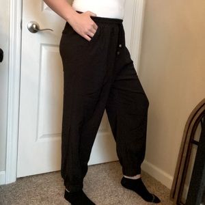 Black neoprene joggers